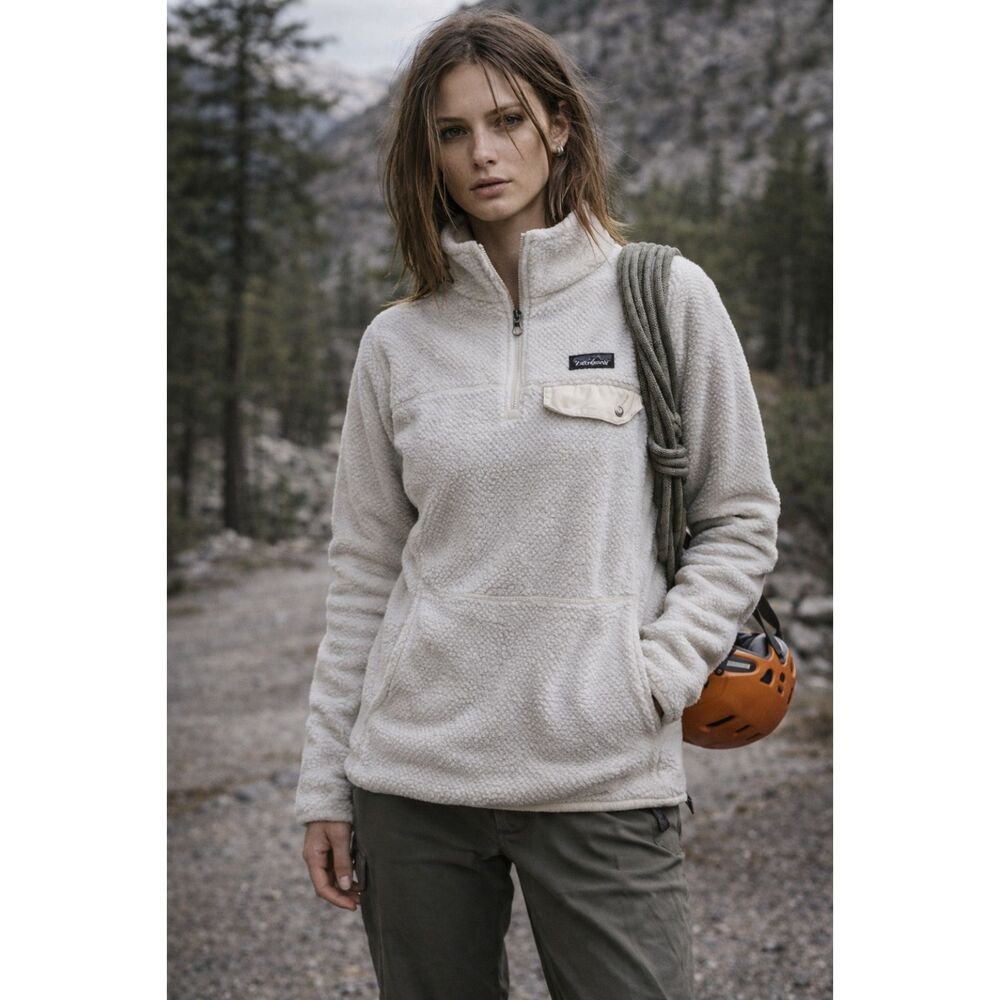 Patagonia White Fleece 1/4 Zip Pullover Jacket Top  Women's Size XXS